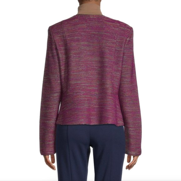 St. John Collarless Woven Fuchsia Multicolor Tweed Boucle Blazer Jacket 8 2019 - Picture 15 of 16